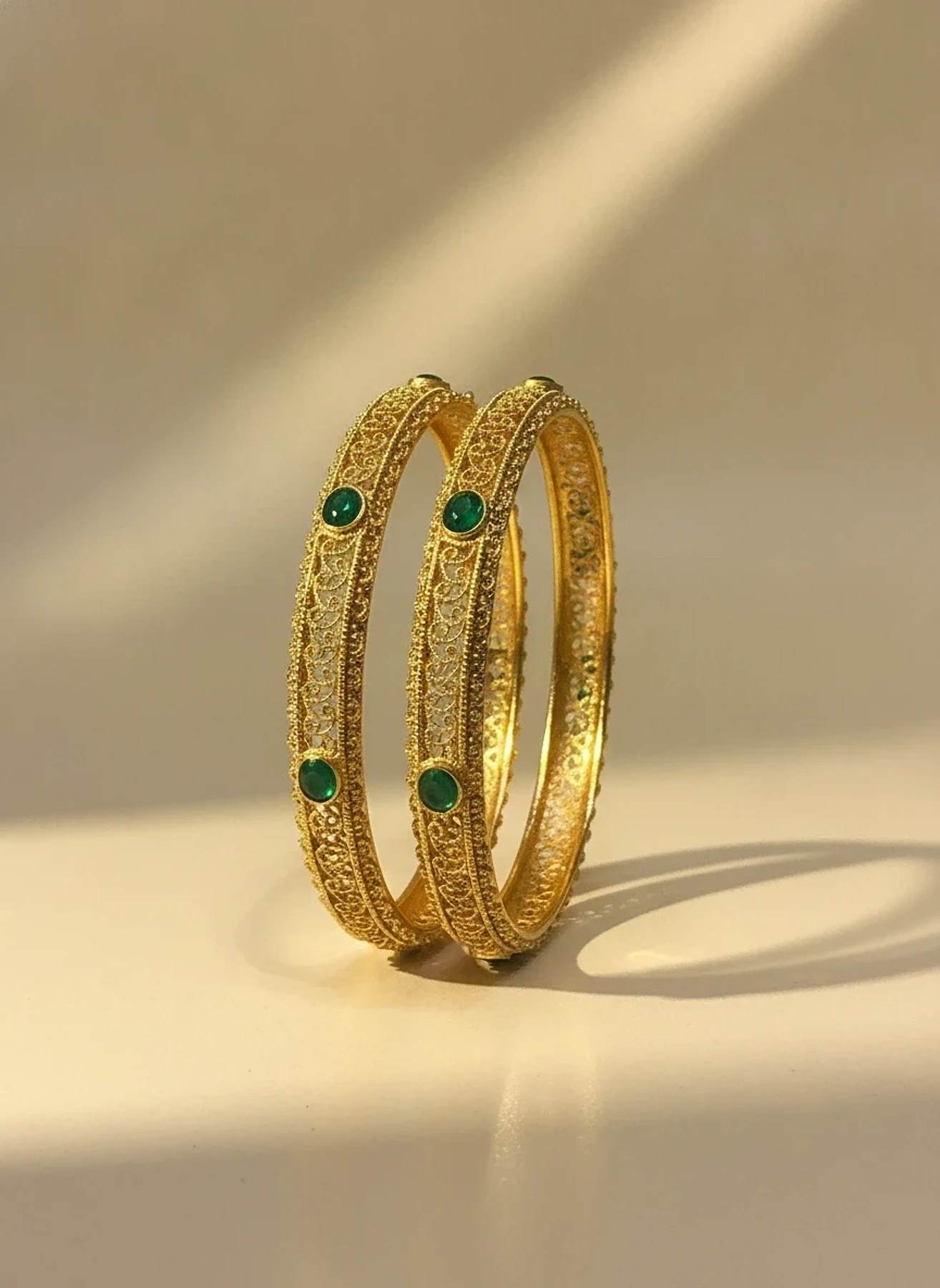 Emerald Jaali Kara Pair