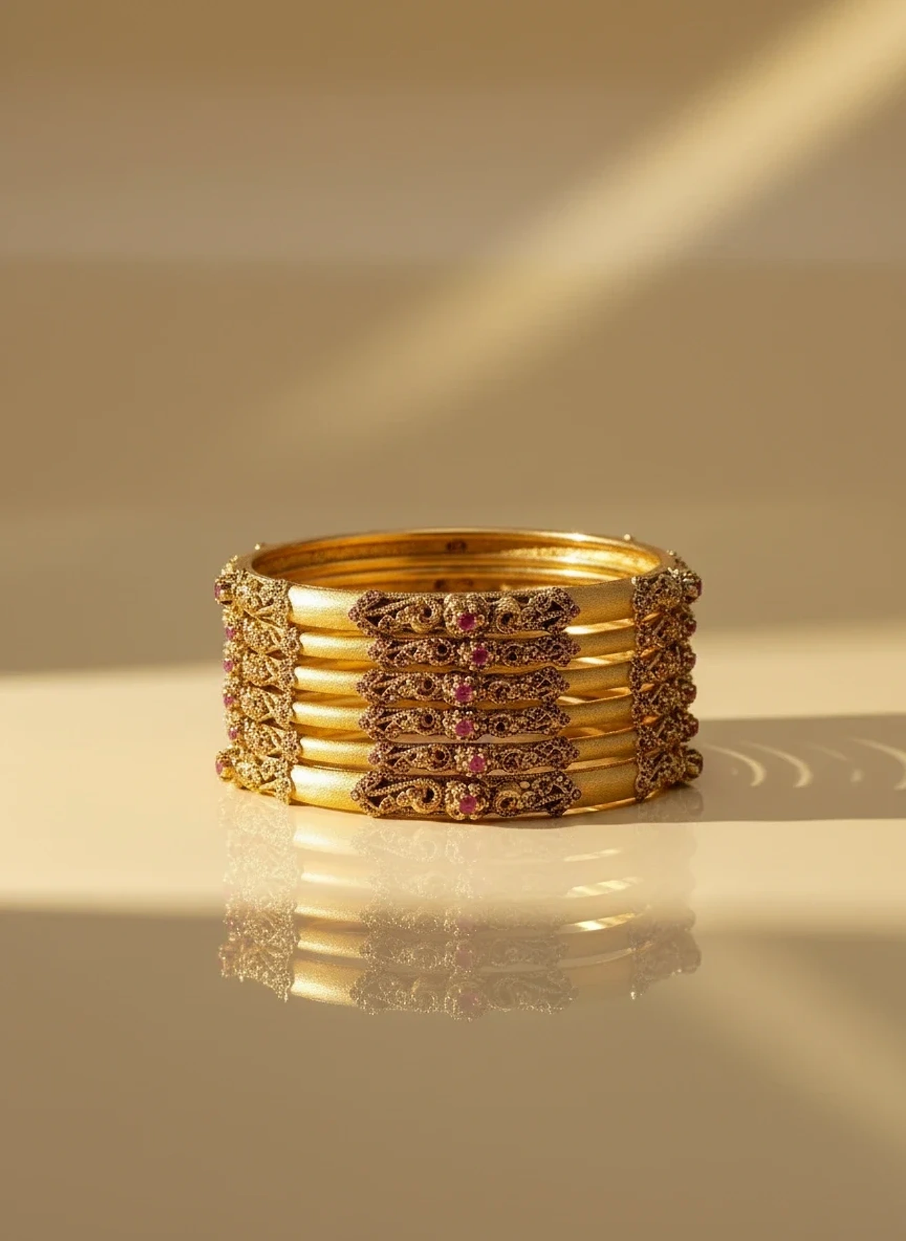 Crimson Scroll Bangle Suite